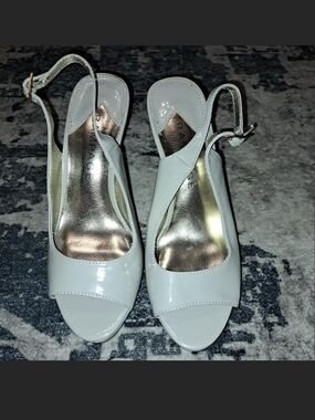 Rampage White Patent Slingback Open-Toe Sandals